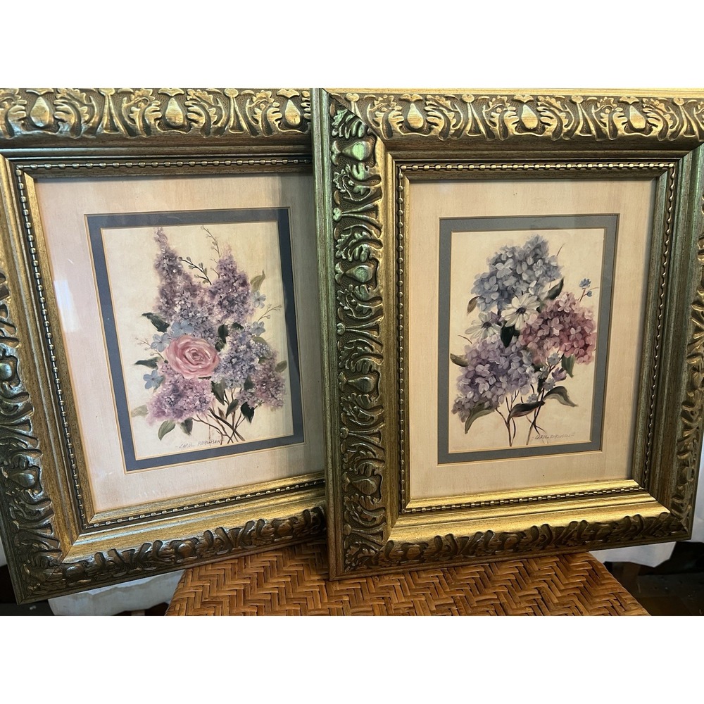 Pair of Framed Prints by Carol Robinson - Lilacs & Hydrangea
